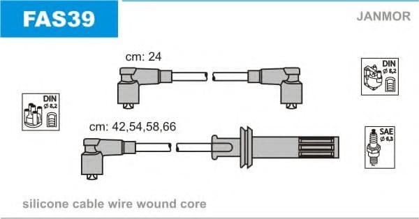 FAS39 Janmor Комплект дротів запалювання для Fiat Coupe
