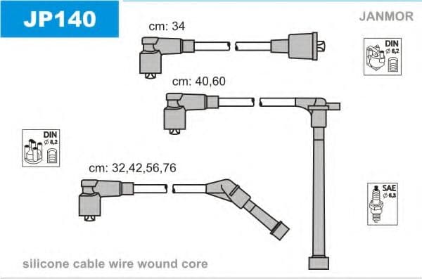 JP140 Janmor Комплект дротів запалювання для Nissan Terrano