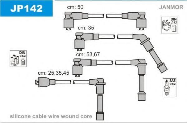 JP142 Janmor Комплект проводов зажигания для Nissan 300 ZX