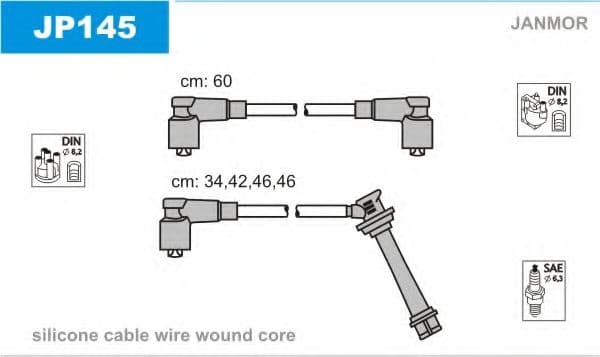 JP145 Janmor Комплект дротів запалювання