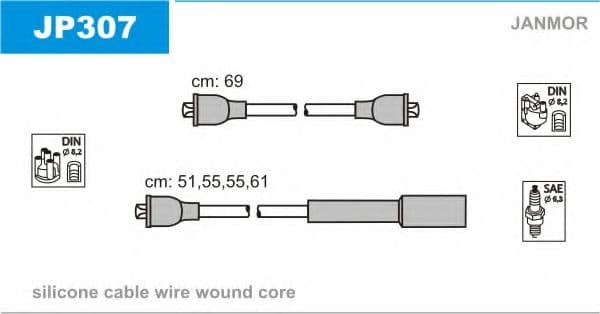 JP307 Janmor Комплект проводов зажигания