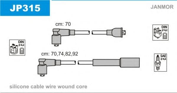 JP315 Janmor Комплект дротів запалювання