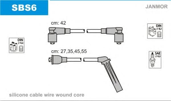 SBS6 Janmor Комплект дротів запалювання для SAAB 900