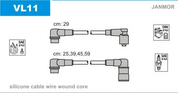 VL11 Janmor Комплект дротів запалювання