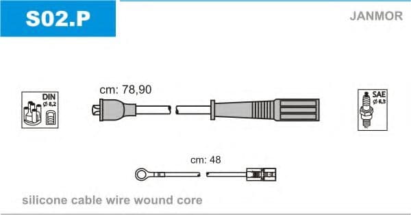 S02.P Janmor Комплект проводов зажигания для Fiat 126