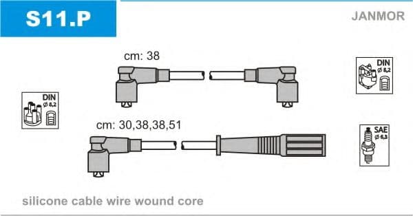 S11.P Janmor Комплект дротів запалювання для Skoda Favorit