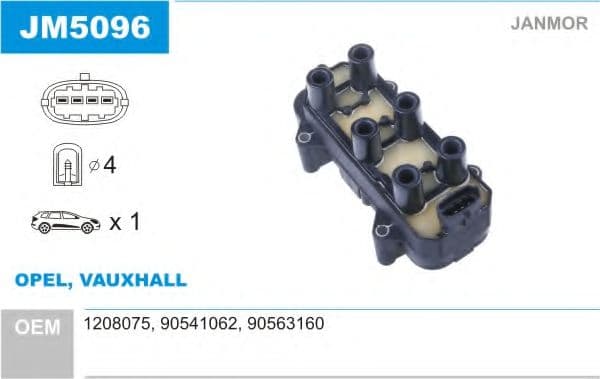 JM5096 Janmor Катушка зажигания для Opel Omega