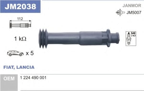 JM2038 Janmor Вилка катушки зажигания