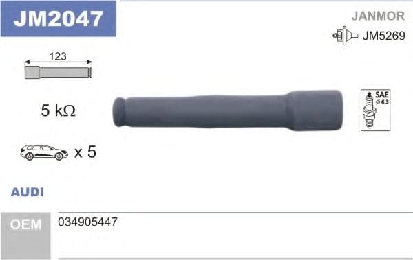 JM2047 Janmor Вилка котушки запалювання