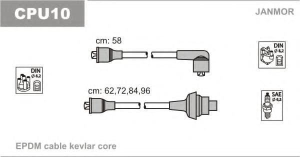 CPU10 Janmor Комплект дротів запалювання