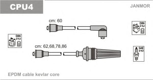 CPU4 Janmor Комплект проводов зажигания для Peugeot 205