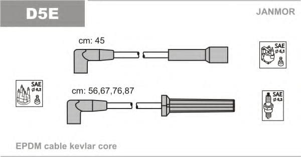 D5E Janmor Комплект проводов зажигания для Daewoo Espero