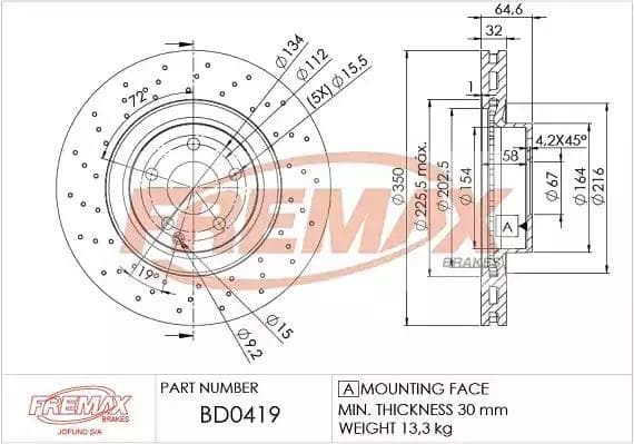 BD-0419 Fremax Тормозной диск