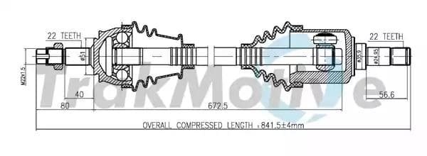 300351 TrakMotive Піввісь для Fiat Punto