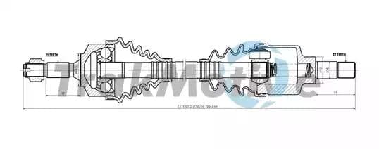300633 TrakMotive Піввісь для Peugeot 207