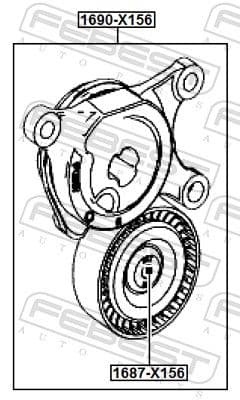 1687x156 Febest Натяжний ролик поліклинового ременя
