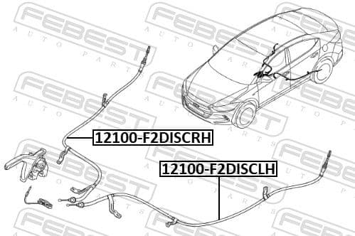 12100f2discrh Febest Трос ручного гальма
