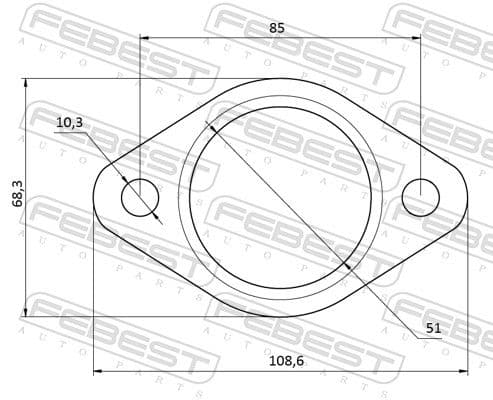 12492002 Febest Прокладка приймальної труби