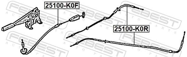 25100k0f Febest Трос ручного тормоза