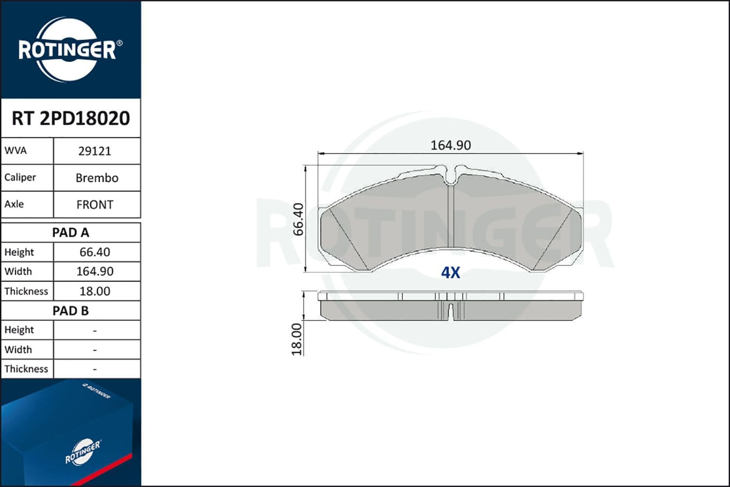 rt2pd18020 Rotinger Тормозные колодки для Iveco Daily III