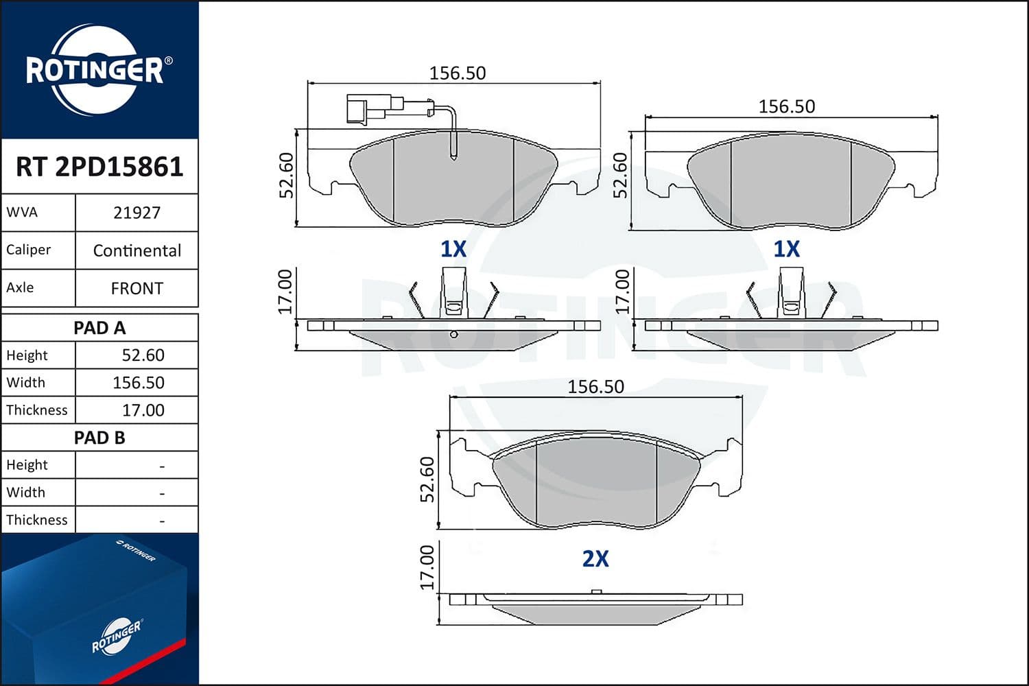 rt2pd15861 Rotinger Тормозные колодки