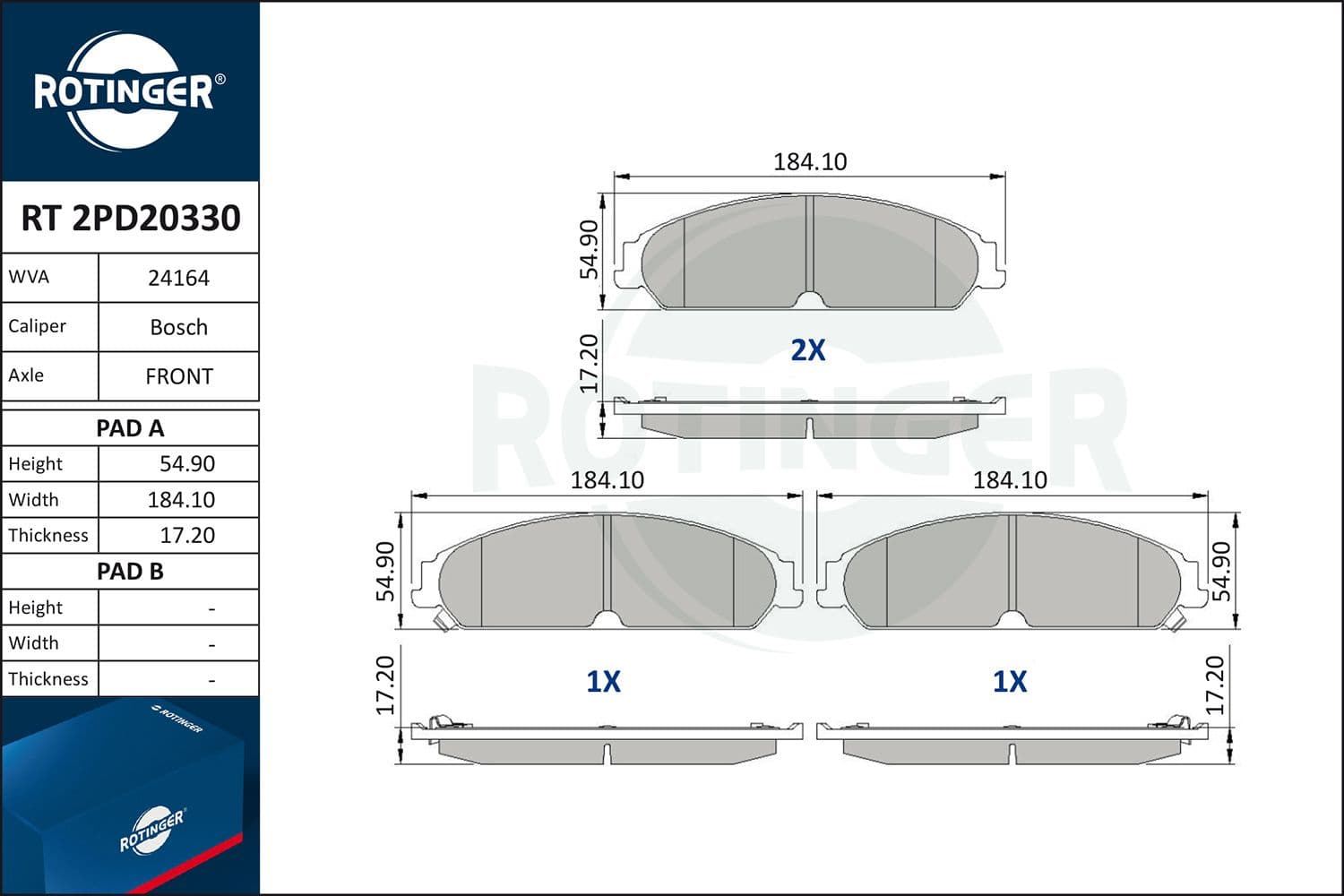 rt2pd20330 Rotinger Тормозные колодки