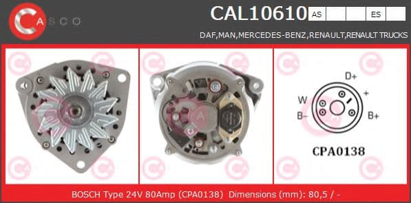 CAL10610AS Casco Генератор для Mercedes T2