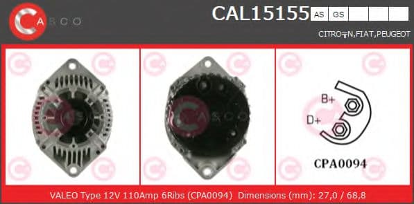 CAL15155AS Casco Генератор