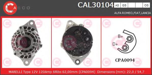 CAL30104AS Casco Генератор