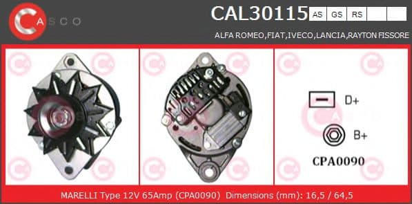 CAL30115AS Casco Генератор
