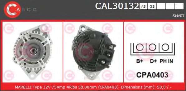CAL30132AS Casco Генератор
