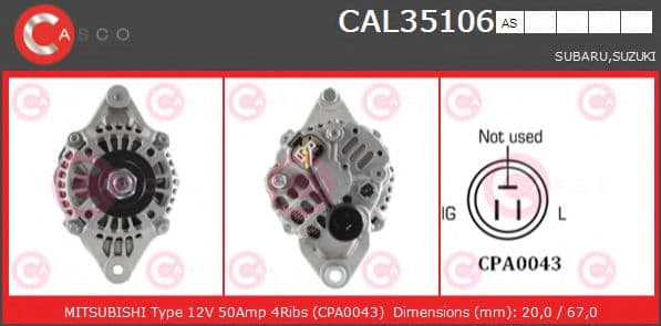 CAL35106AS Casco Генератор