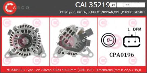 CAL35219AS Casco Генератор