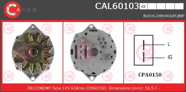 CAL60103AS Casco Генератор для Jeep Wrangler