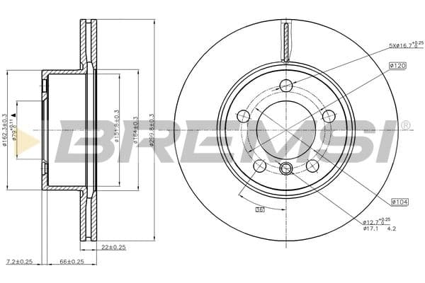 cd8195v Bremsi Тормозной диск