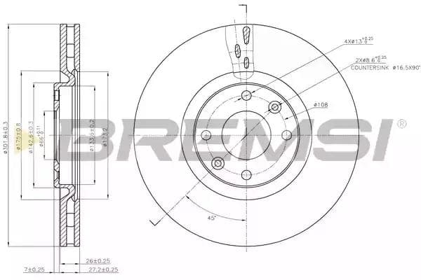 DBB676V Bremsi Тормозной диск