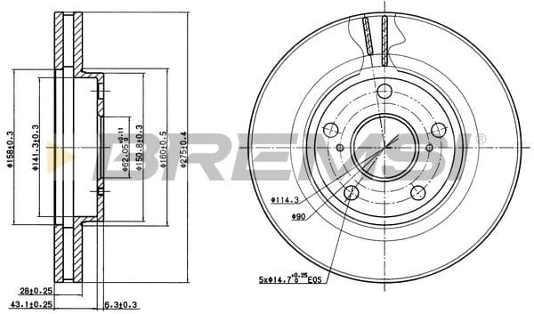 cd6501v Bremsi Тормозной диск