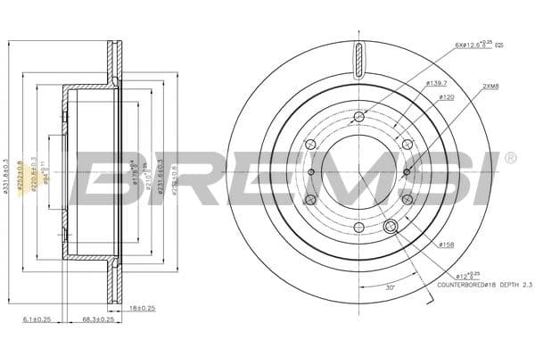 cd7965v Bremsi Тормозной диск для Mitsubishi Pajero