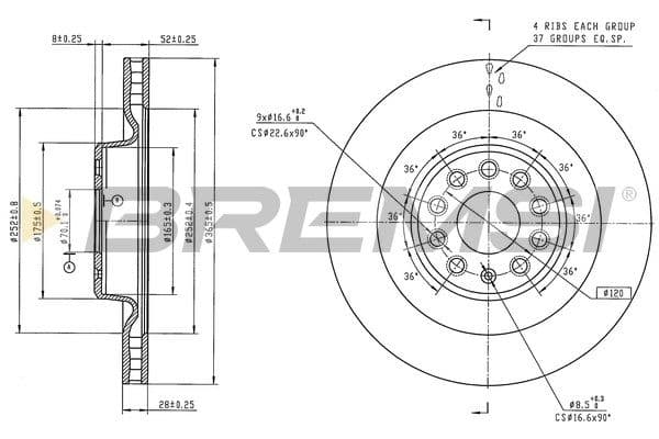 cd9014v Bremsi Тормозной диск для Tesla Model S