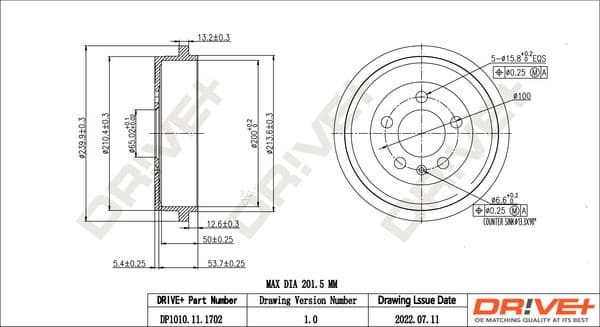 dp1010111702 Dr!ve+ Тормозной барабан