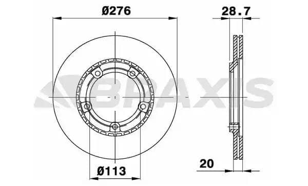 ad0007 Braxis Тормозной диск для Hyundai H-1