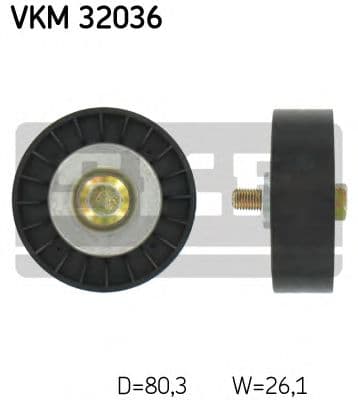 VKM 32036 SKF Обвідний ролик поліклинового ременя