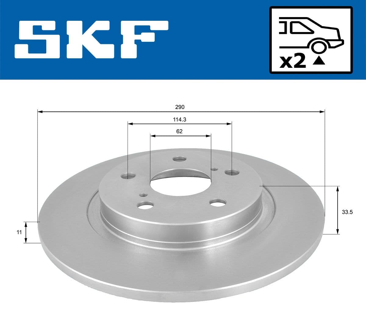 vkbd90395s2 SKF Гальмівний диск для Toyota Avensis