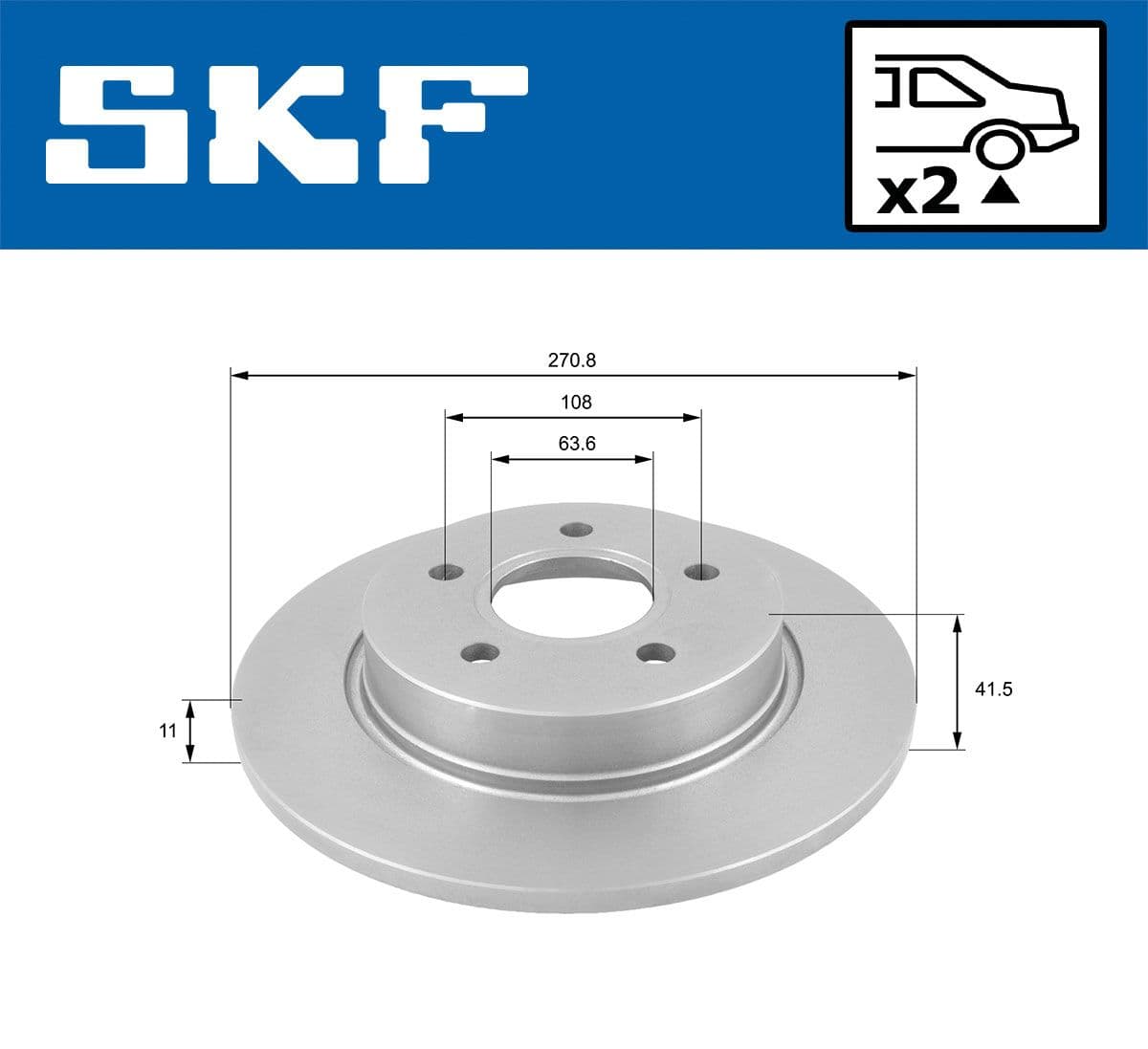 vkbd90364s2 SKF Гальмівний диск для Ford Focus