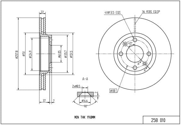 258010 Hart Гальмівний диск