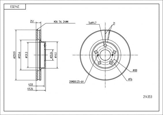 214353 Hart Тормозной диск для Toyota Avensis