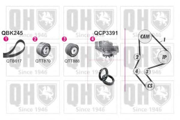 QBPK2450 Quinton Hazell Комплект ремня ГРМ + помпа