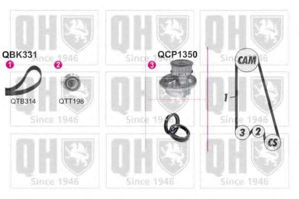 QBPK3312 Quinton Hazell Комплект ременя ГРМ + помпа