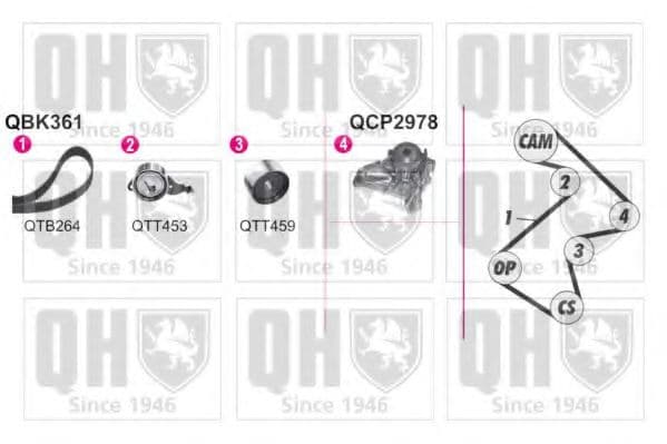 QBPK3610 Quinton Hazell Комплект ременя ГРМ + помпа