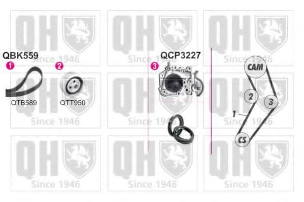 QBPK5590 Quinton Hazell Комплект ремня ГРМ + помпа